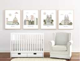 Travel Nursery Art City Prints, Set Of 4 - thumbnail 1