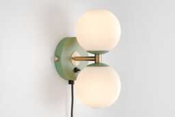 Mia Mid Century Modern Plug-In Wall Sconce Olive Green Sphere Milk Glass Globe Plafond Vanity Light Bedside Lamp Retro Fixture