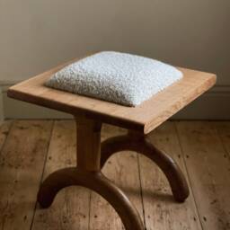 Solid Oak Boucl?? Stool - Luxury Handcrafted UK Furniture Home Decor - thumbnail 3