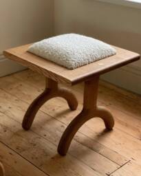 Solid Oak Boucl?? Stool - Luxury Handcrafted UK Furniture Home Decor