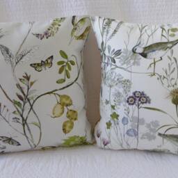 Wildflower Bird Print Cushion Covers - Set Of 2 - Handmade Cotton 16 Inch/40cm - thumbnail 2