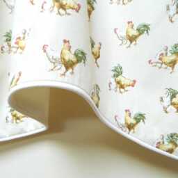 P. Kaufmann County Fair Hens & Roosters in Cream - Window Valance/Corded Lined, Rod Pocket Scalloped French Country Toile - thumbnail 3