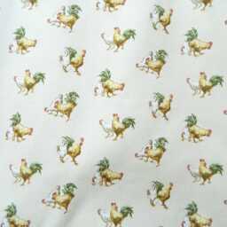 P. Kaufmann County Fair Hens & Roosters in Cream - Window Valance/Corded Lined, Rod Pocket Scalloped French Country Toile - thumbnail 2