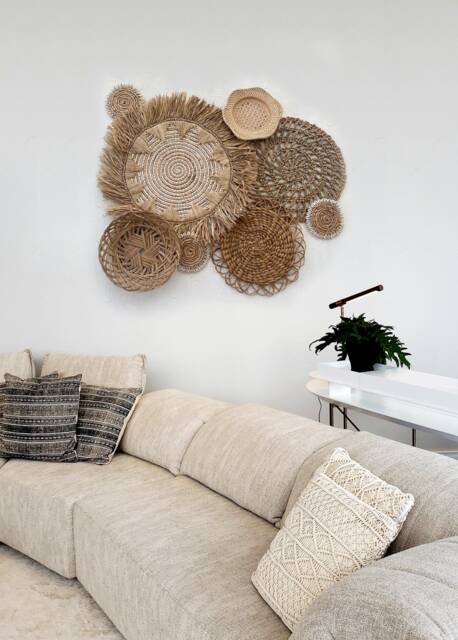 Set Of 8 Twist Natural Wall Basket & Decor, Boho Art Set, Round Placemats For Art - image 1