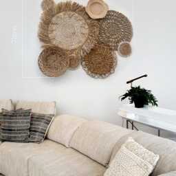 Set Of 8 Twist Natural Wall Basket & Decor, Boho Art Set, Round Placemats For Art - thumbnail 4