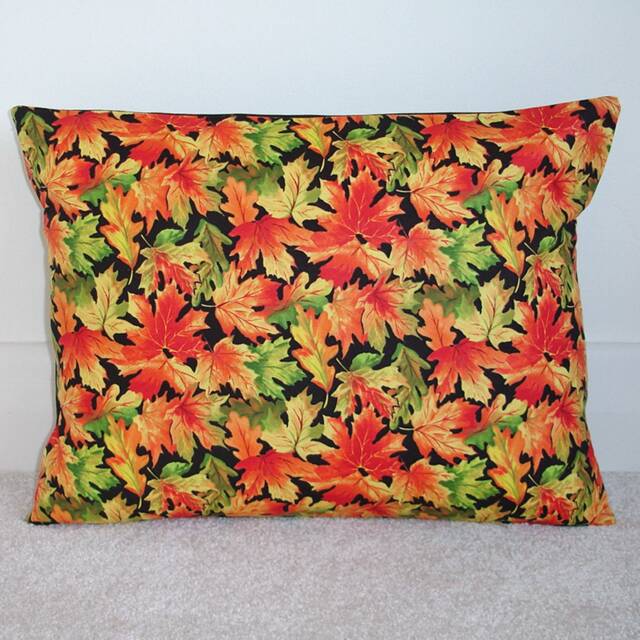 "Pillow Cover Autumn Leaves 12x16 Oblong Fall Leaf Bolster Cushion Case Sham Pillowcase Orange Red Green Black 16""x12"