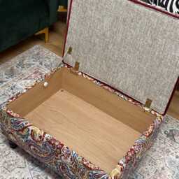 Cottage Inspired Paisley Woven Jacquard Coarse Textured Footstool Ottoman - thumbnail 3