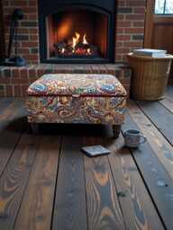 Cottage Inspired Paisley Woven Jacquard Coarse Textured Footstool Ottoman - thumbnail 1