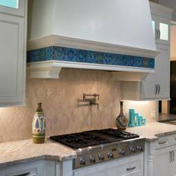 3 Ceramic Tiles For Bathroom Design, Wall Art, Kitchen Backsplash Ideas, Backyard Moroccan-Mandala-Suzani Design 15cm Turquoise - thumbnail 4