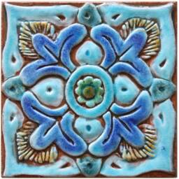3 Ceramic Tiles For Bathroom Design, Wall Art, Kitchen Backsplash Ideas, Backyard Moroccan-Mandala-Suzani Design 15cm Turquoise - thumbnail 3