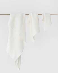 White Linen Waffle Towel Set - Soft Quick Dry Towels For Face, Hand, Body Minimalist Spa Stonewashed Natural Gift Bathroom - thumbnail 1