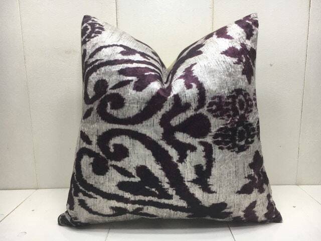 Handwoven Ikat Silk Pillow Cover - 16x16 - image 1