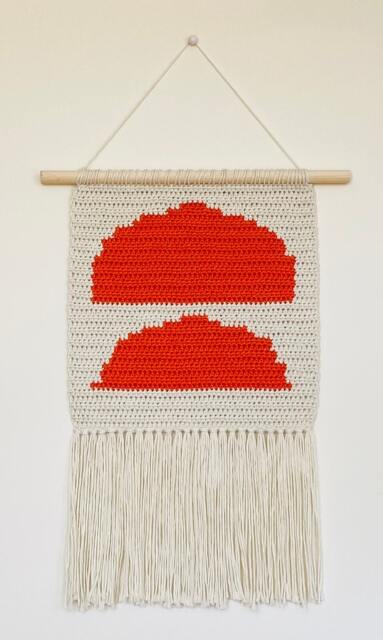 Terracotta Rock Tapestry To Hang On The Wall, Crochet Original Handmade Design, Boho Wall Pendant - image 1