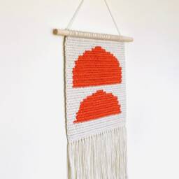 Terracotta Rock Tapestry To Hang On The Wall, Crochet Original Handmade Design, Boho Wall Pendant - thumbnail 2
