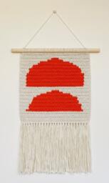 Terracotta Rock Tapestry To Hang On The Wall, Crochet Original Handmade Design, Boho Wall Pendant