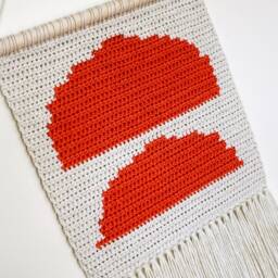Terracotta Rock Tapestry To Hang On The Wall, Crochet Original Handmade Design, Boho Wall Pendant - thumbnail 3
