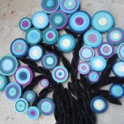 Paper Tree Wall Hanging in Blue , Teal & Fuschia Shades Treal Home Decor - thumbnail 2
