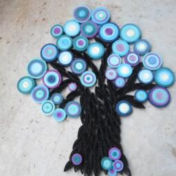 Paper Tree Wall Hanging in Blue , Teal & Fuschia Shades Treal Home Decor - thumbnail 4