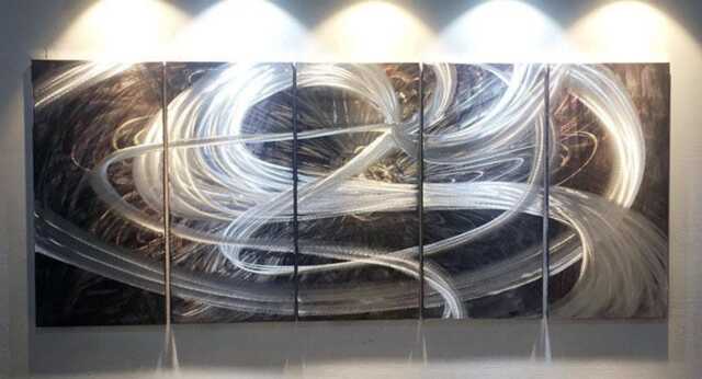 Abstract Metal Wall Art Sculpture, Modern Indoor Outdoor Decor, 24x60 Inch - image 1
