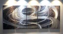 Abstract Metal Wall Art Sculpture, Modern Indoor Outdoor Decor, 24x60 Inch - thumbnail 1