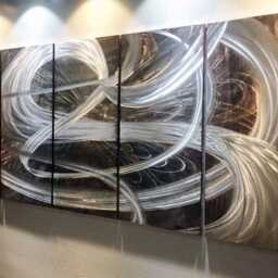 Abstract Metal Wall Art Sculpture, Modern Indoor Outdoor Decor, 24x60 Inch - thumbnail 3