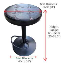 Longhorn Embossed Leather Bar Stool - Adjustable Height 360 Rotating Seat - Gl - thumbnail 3