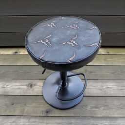 Longhorn Embossed Leather Bar Stool - Adjustable Height 360 Rotating Seat - Gl