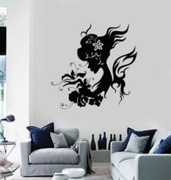 Woman Wall Decal Art Mural Girl Flowers Nature Floral Guaranteed Quality Decor Sticker - #2259Di - thumbnail 1