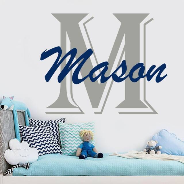 Boys Name Wall Decal, Nursery Vinyl Art, Monogram Decor Boy, Personalized Custom Sticker - Ma160 - image 1
