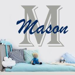 Boys Name Wall Decal, Nursery Vinyl Art, Monogram Decor Boy, Personalized Custom Sticker - Ma160 - thumbnail 1