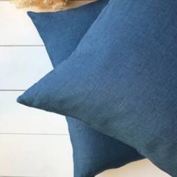 Set Of 2, 4, 6 Softened Linen Pillow Cases in Classic Blue/Linen Throw Pillows Sky Blue/Decorative Cases/ - thumbnail 3