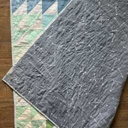 Blue & Green Sugar Cube Quilt - Handmade Gender Neutral Throw Ocean Modern - thumbnail 3