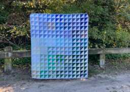 Blue & Green Sugar Cube Quilt - Handmade Gender Neutral Throw Ocean Modern - thumbnail 1