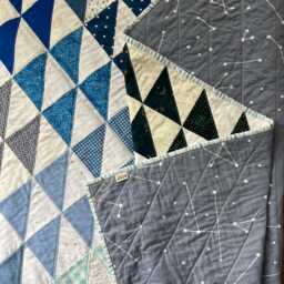 Blue & Green Sugar Cube Quilt - Handmade Gender Neutral Throw Ocean Modern - thumbnail 2