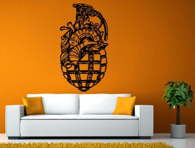 Human Heart Grenade Wall Or Window Sticker Decal Vinyl Fathead Mural Decor L1975 - image 1