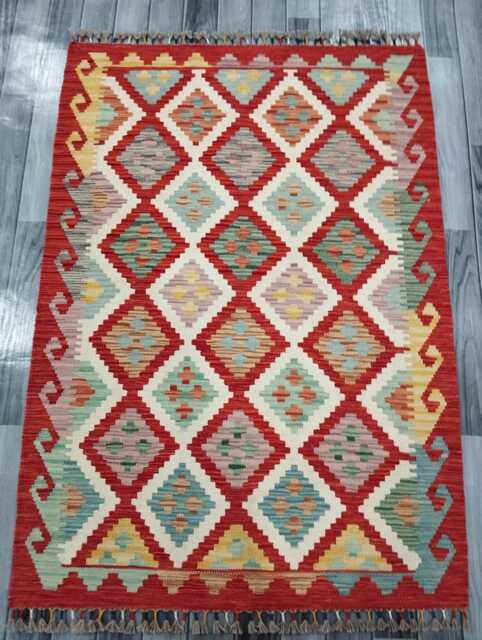 Classic Rug, Handmade Artisan Afghan Turkish Scandinavian Navajo Bohemian Wool Flatweave Multicolour Kilim Rug 146x102 cm - image 1