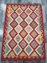 Classic Rug, Handmade Artisan Afghan Turkish Scandinavian Navajo Bohemian Wool Flatweave Multicolour Kilim Rug 146x102 cm - thumbnail 1