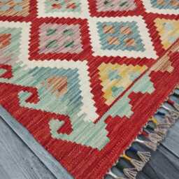 Classic Rug, Handmade Artisan Afghan Turkish Scandinavian Navajo Bohemian Wool Flatweave Multicolour Kilim Rug 146x102 cm - thumbnail 2