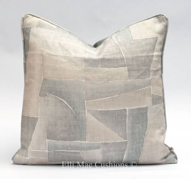 Mark Alexander Girard Grey Beige Linen Fabric Contemporary Cushion Pillow Cover - image 1