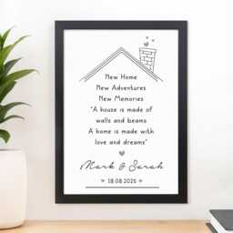 New Home Print, Family Wall Art, Personalised House Gift, Adventures Memories, Moving in Couples - thumbnail 1