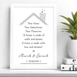 New Home Print, Family Wall Art, Personalised House Gift, Adventures Memories, Moving in Couples - thumbnail 2