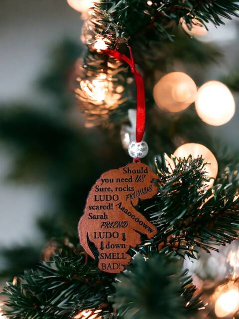 Orange Monster Wooden Christmas Tree Decoration - image 1