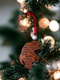 Orange Monster Wooden Christmas Tree Decoration - thumbnail 1
