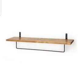Rustic Wood Shelf With Raw Steel Towel Rail - Industrial Bathroom Decor - thumbnail 2