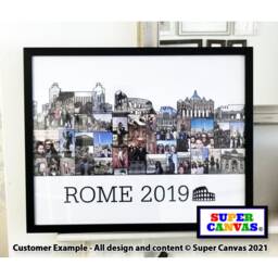Rome Italy Skyline Map Photo Picture Collage Framed Canvas & Print Options Family Holiday Travel Souvenir Wedding Anniversary Birthday Gift - thumbnail 1