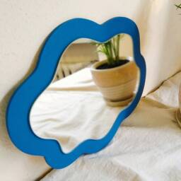 Cloud Mirror Celestial Decor, Wall Hanging Navy Blue, Shaped Wavy Mirror, Eclectic Teen Room Nursery - thumbnail 2