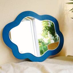 Cloud Mirror Celestial Decor, Wall Hanging Navy Blue, Shaped Wavy Mirror, Eclectic Teen Room Nursery - thumbnail 3