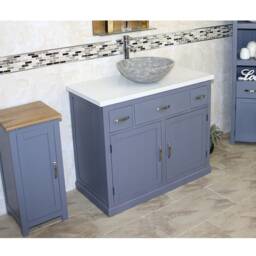 Bathroom Vanity Unit Grey Painted Cabinet Wash Stand White Quartz Marble Stone Basin 1161Gwqsbc - thumbnail 3