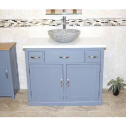 Bathroom Vanity Unit Grey Painted Cabinet Wash Stand White Quartz Marble Stone Basin 1161Gwqsbc - thumbnail 1