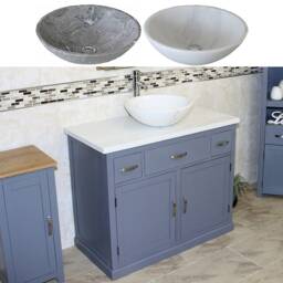 Bathroom Vanity Unit Grey Painted Cabinet Wash Stand White Quartz Marble Stone Basin 1161Gwqsbc - thumbnail 2